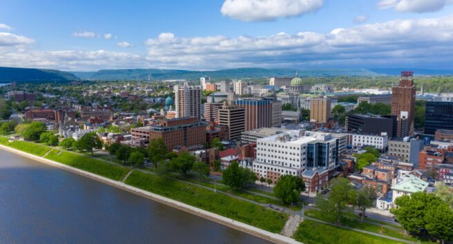 Aerial view of downtown Harrisburg, Pennsylvania