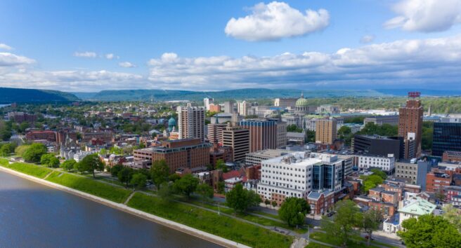 Aerial view of downtown Harrisburg, Pennsylvania
