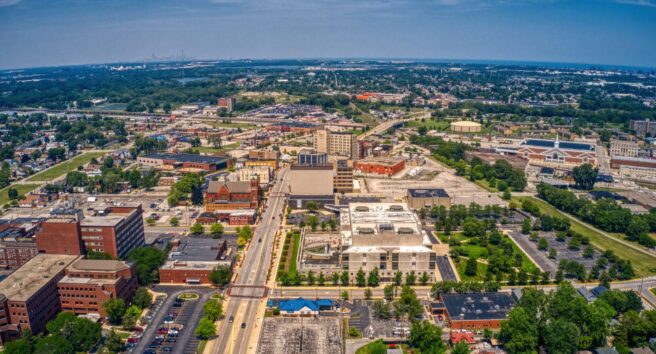 Aerial View of Hammond, Indiana during Summer