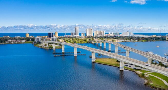 Daytona Beach Florida Skyline Aerial View