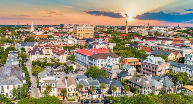 Downtown Charleston South Carolina Skyline Aerial