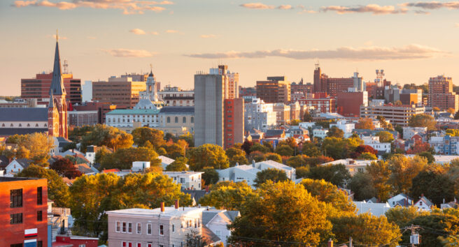 Portland, Maine, USA Downtown City Skyline