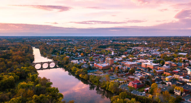 Fredericksburg Virginia Sunrise Aerial