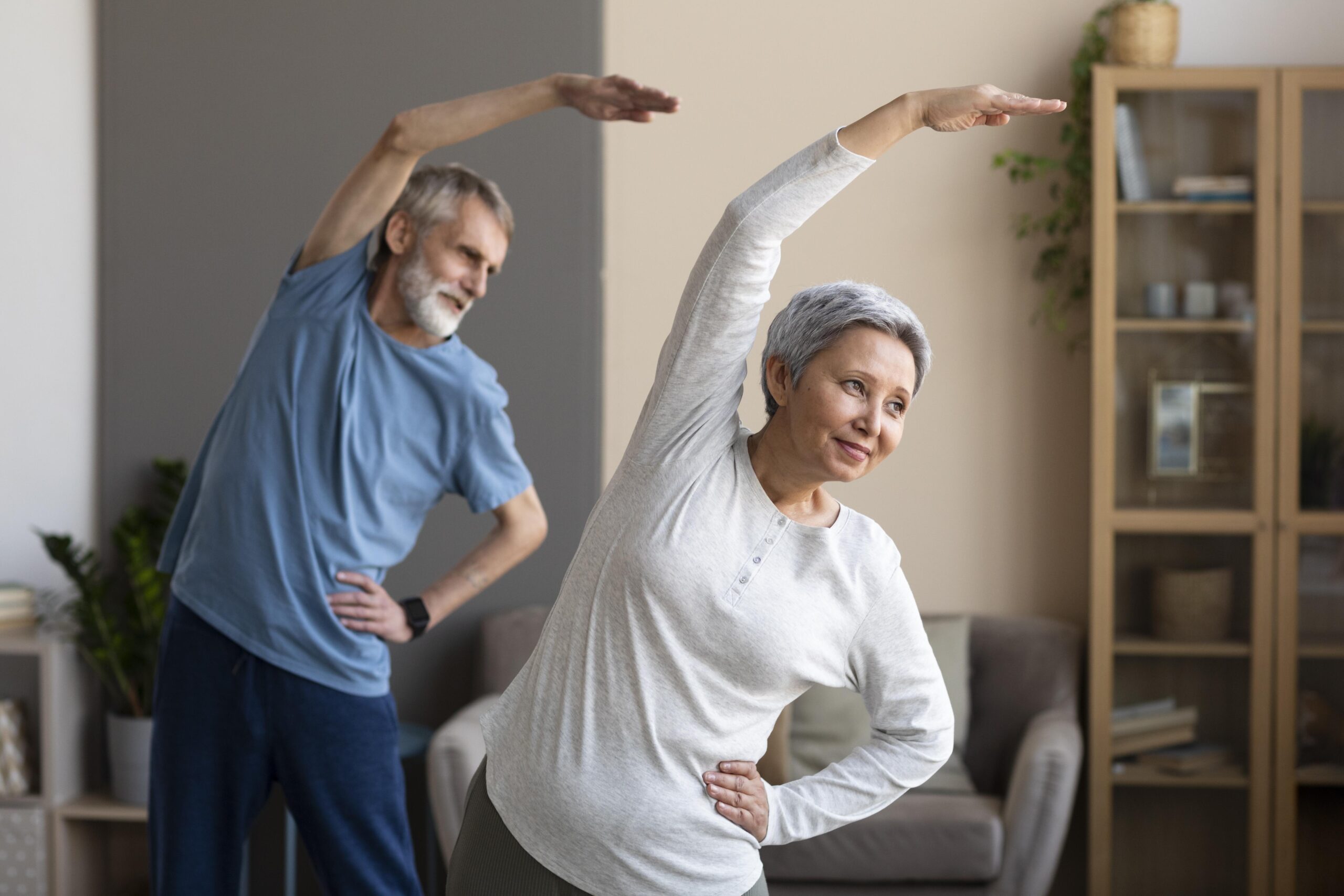 Seniors engaging in safe and beneficial exercises