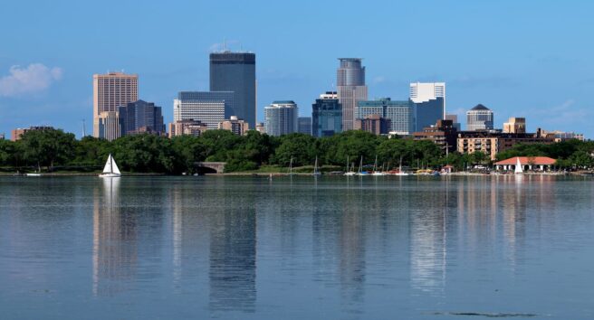 Minneapolis Skyline Reflecting in Lake Calhoun