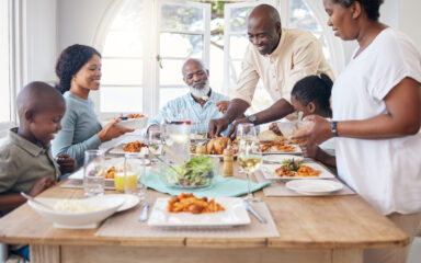 Shot of a family having lunch at home