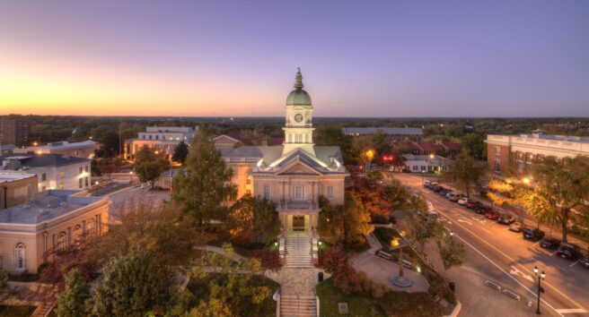 A twilight in downtown Athens, Georgia