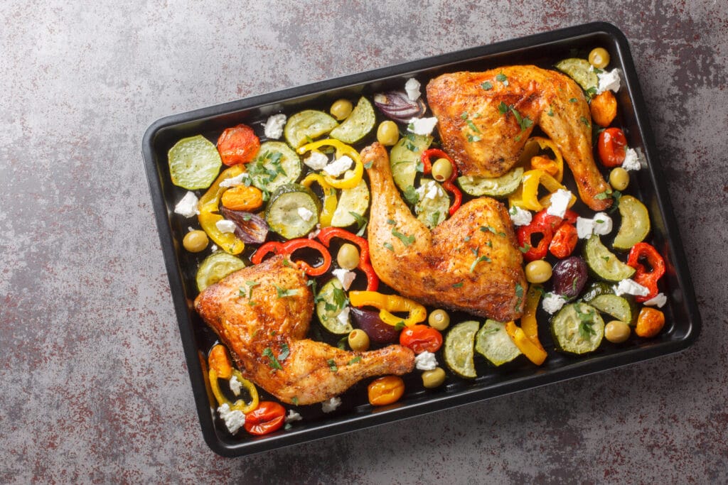 Oven-baked chicken with soft vegetables