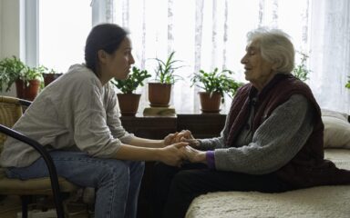 A helping hand. Volunteering and senior care.