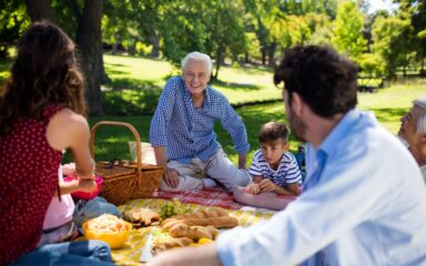 Multi generation family enjoying the picnic in park