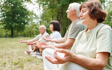 Senior people doing yoga