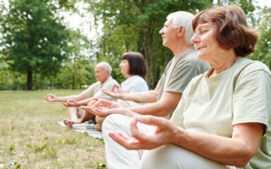 Senior people doing yoga