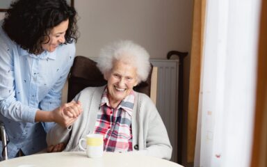 Senior woman getting care and assistance