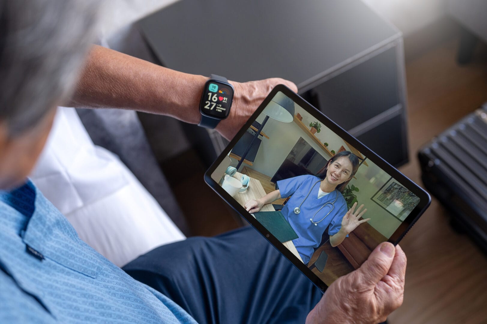 Senior using Technology